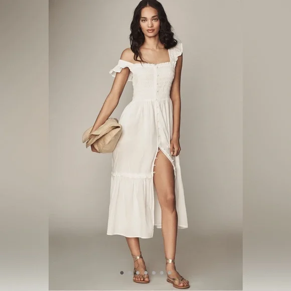 Anthropologie “Peregrine” Square-Neck Midi Dress – White - Picture 1 of 5